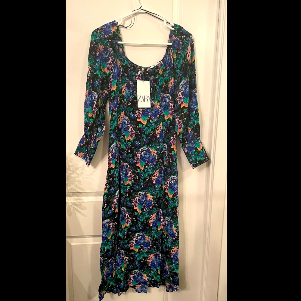 Zara floral print midi dress